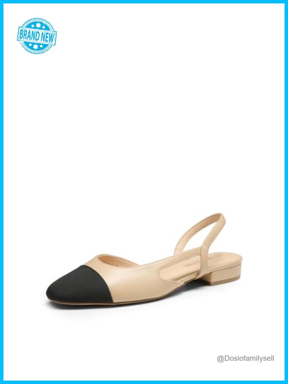 Women's Slingback Ballet Flats Faux Leather Low Block Heel Comfortable